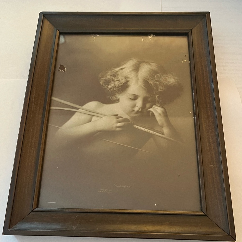 Vintage Framed Photo/Print Titled ‘Cupid Asleep’